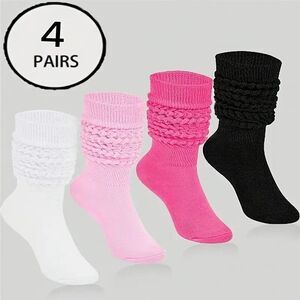 4 Pairs Women's Slouch Socks Colorful Cute Knit Stacked Cozy Socks Fairy Maiden